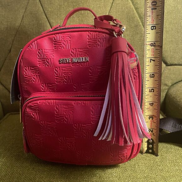 Steve Madden Embossed Pattern Crimson Red Mini Backpack NEW WITH TAGS Rare main image 14